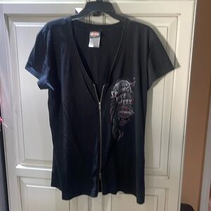 Zip up Harley Davidson bikers shirt